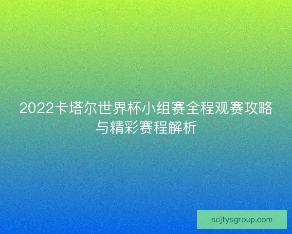 2022卡塔尔世界杯小组赛全程观赛攻略与精彩赛程解析